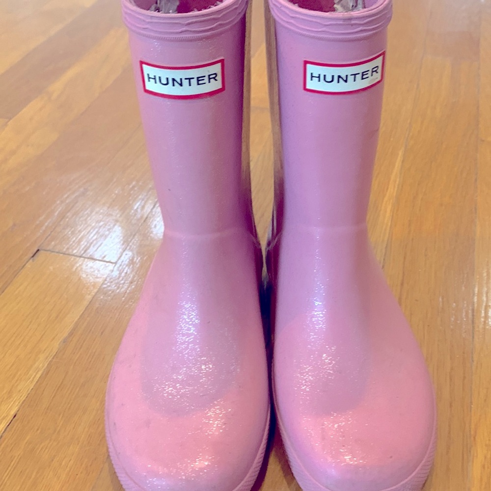 Kids pink sparkle Hunter boots size 11